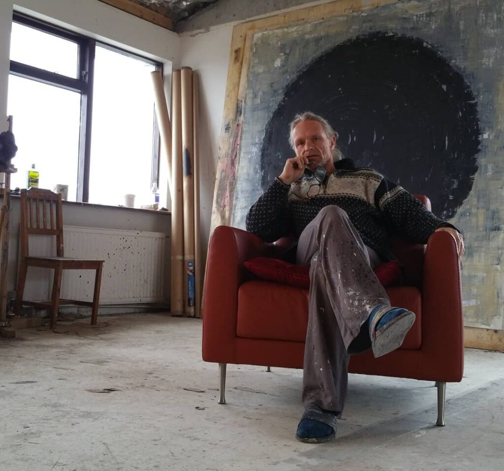 Artist Thor Stiefel in his studio